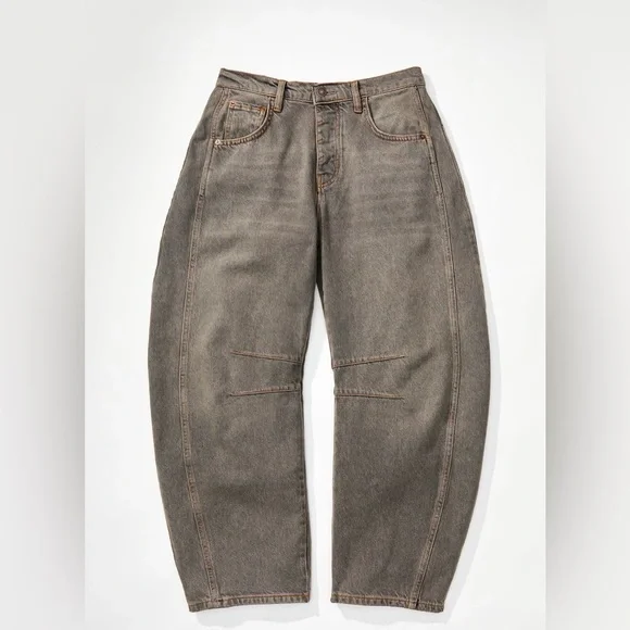We The Free Good Luck Mid-Rise Barrel Jeans - Archive Grey - 28 Short